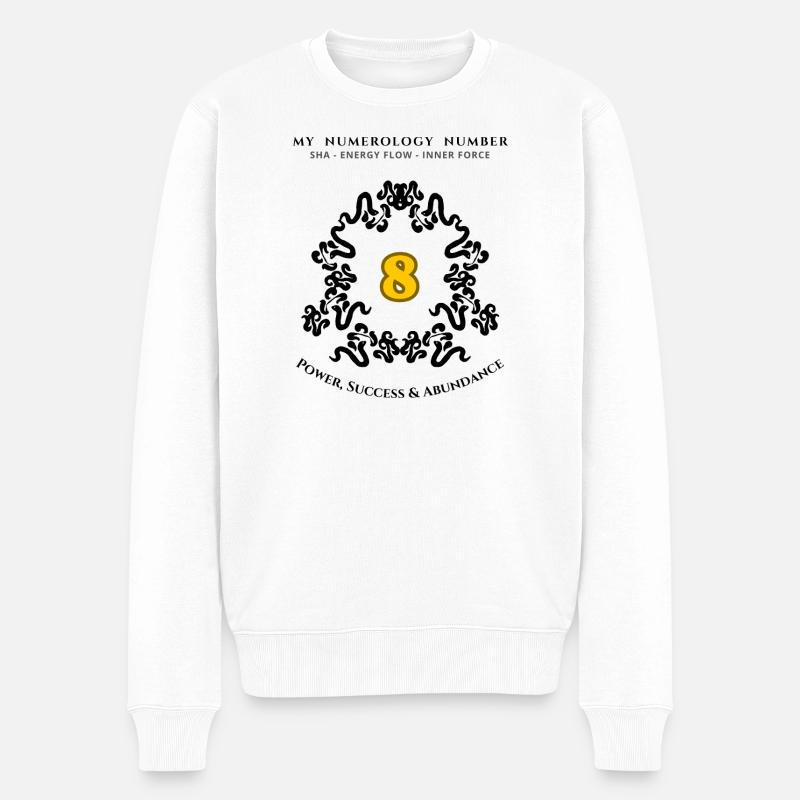 Numéro 8 Symbole de Pouvoir, de Succès et d’Abondance - Pull Premium bio Homme - blanc