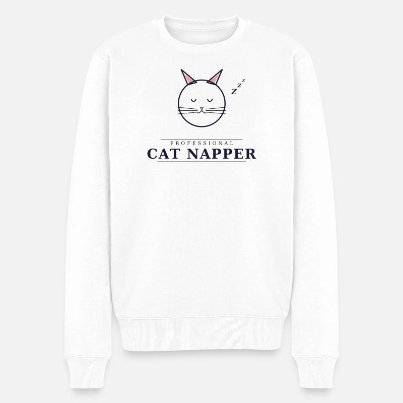 professional cat napper - Männer Premium Bio Pullover - Weiß