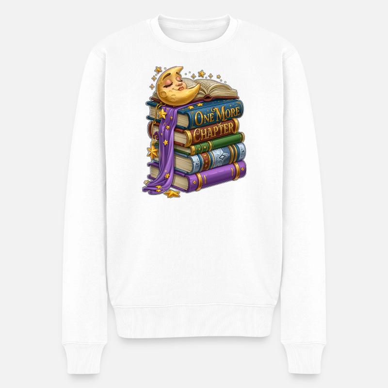 Noch ein Kapitel: Sleeping Moon Book Lover - Männer Premium Bio Pullover - Weiß