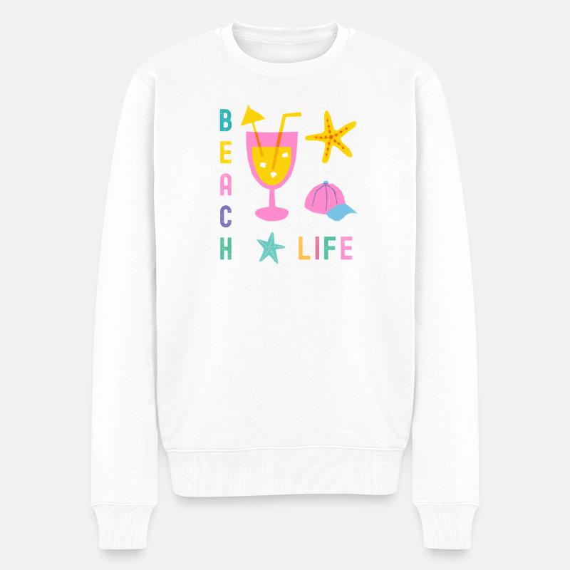 Vie de plage style été - Pull Premium bio Homme - blanc