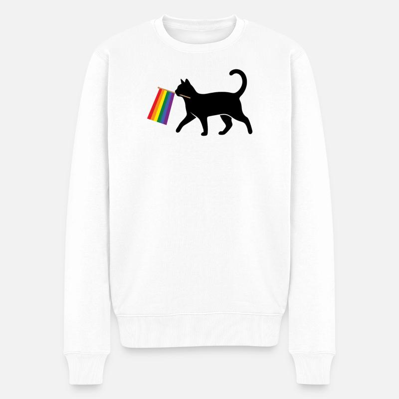 Pride Month LGBT – Ally Cat - Männer Premium Bio Pullover - Weiß