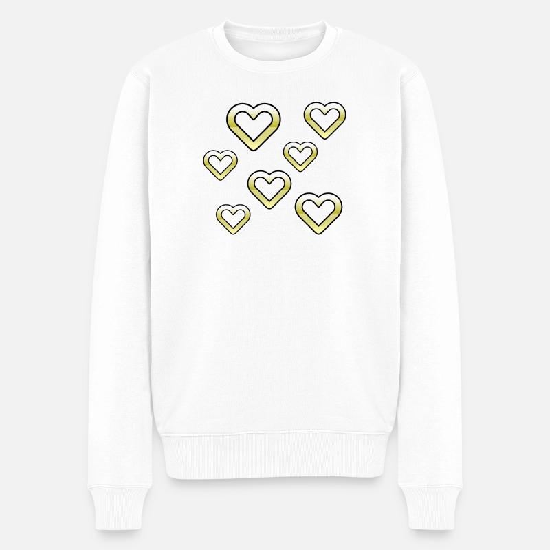 Herzen - Männer Premium Bio Pullover - Weiß