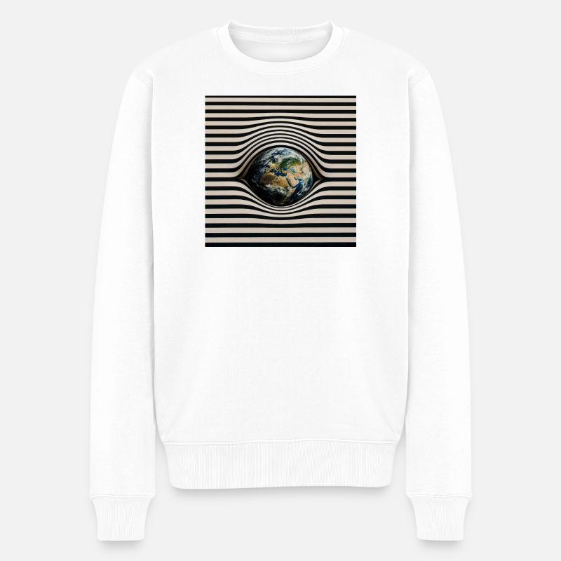 Terre en motif d’ondes optiques - Pull Premium bio Homme - blanc