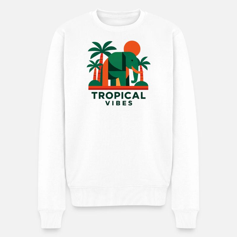 Tropical Elephant - Männer Premium Bio Pullover - Weiß