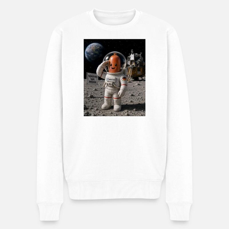 Astronaut Würstchen 2 - Männer Premium Bio Pullover - Weiß
