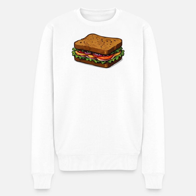 Sandwich Illustration - Männer Premium Bio Pullover - Weiß