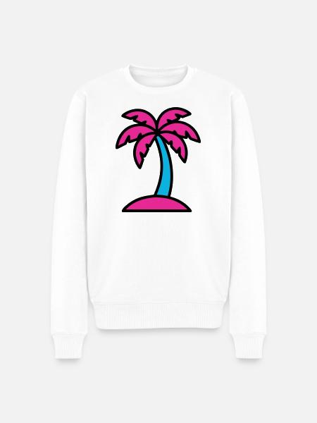 Neon Palm Tree 90s Vaporwave - Men's Premium Organic Jumper - white