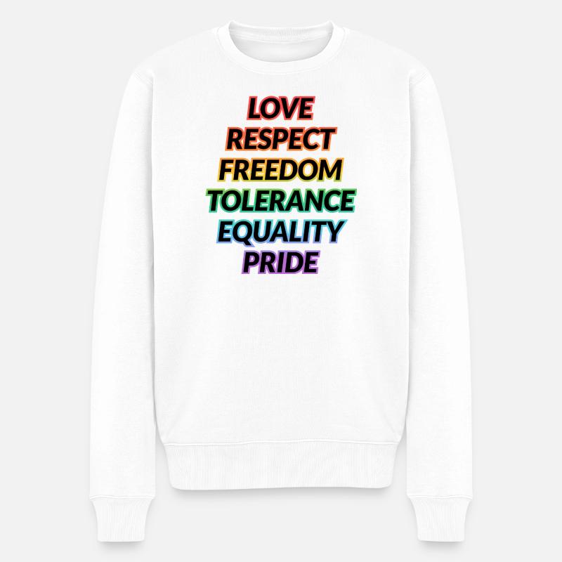 Pride Rainbow Values Tee - Männer Premium Bio Pullover - Weiß