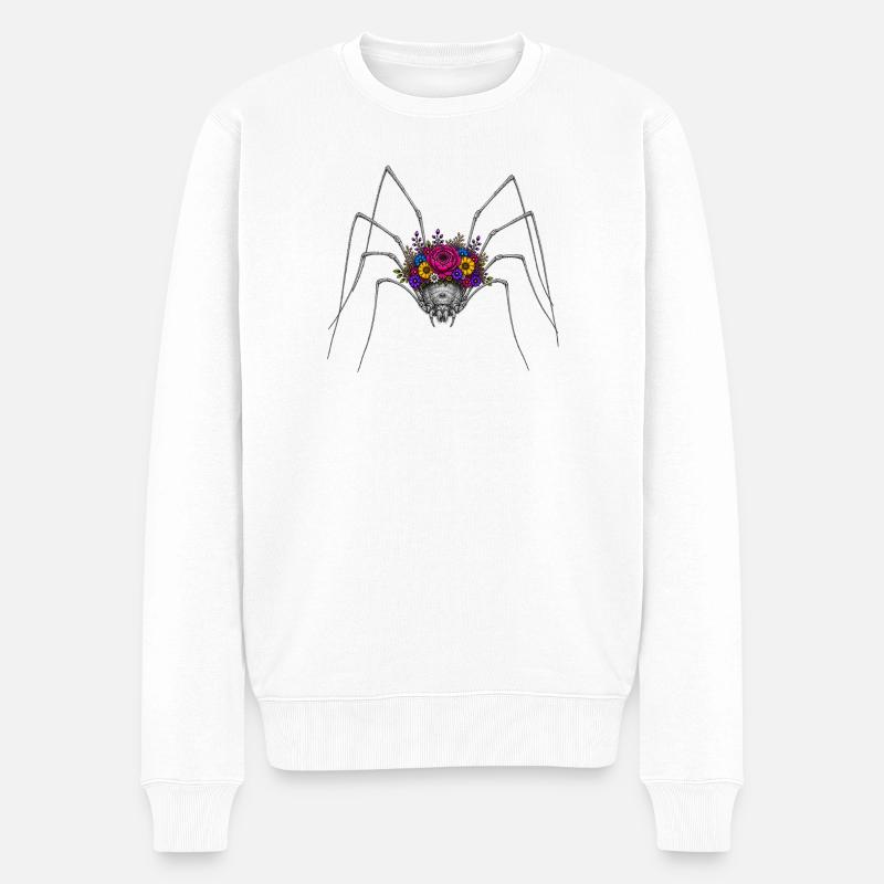 Couronne d’araignée en fleurs - Pull Premium bio Homme - blanc