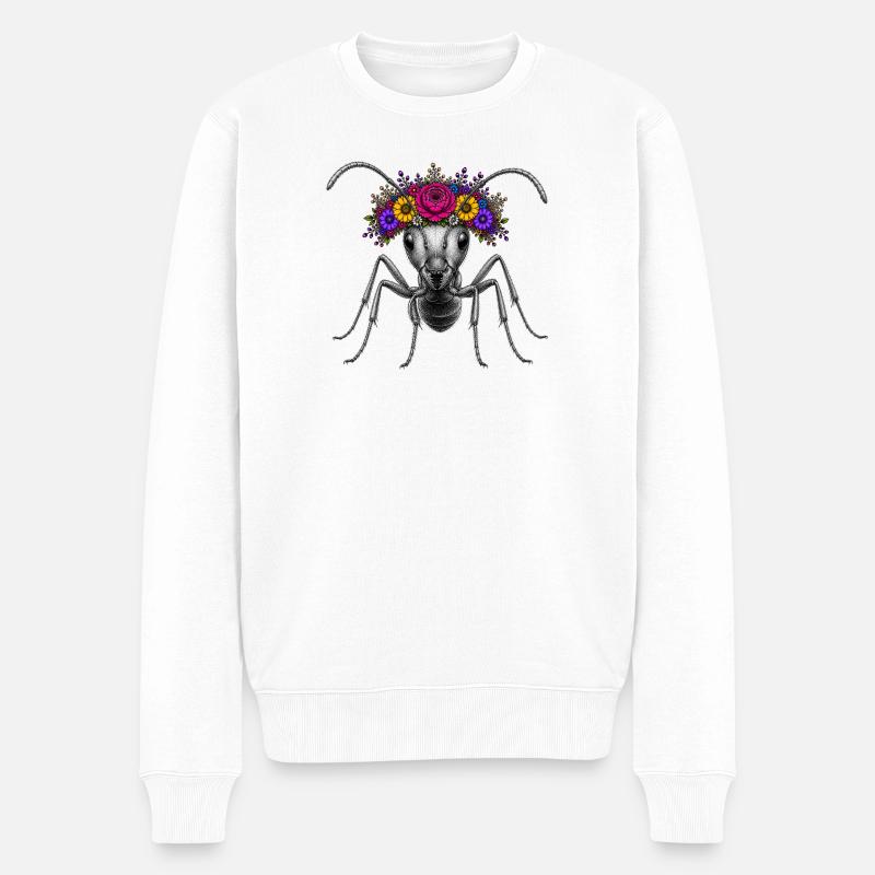 Fourmi couronne fleurie - fourmi - Pull Premium bio Homme - blanc