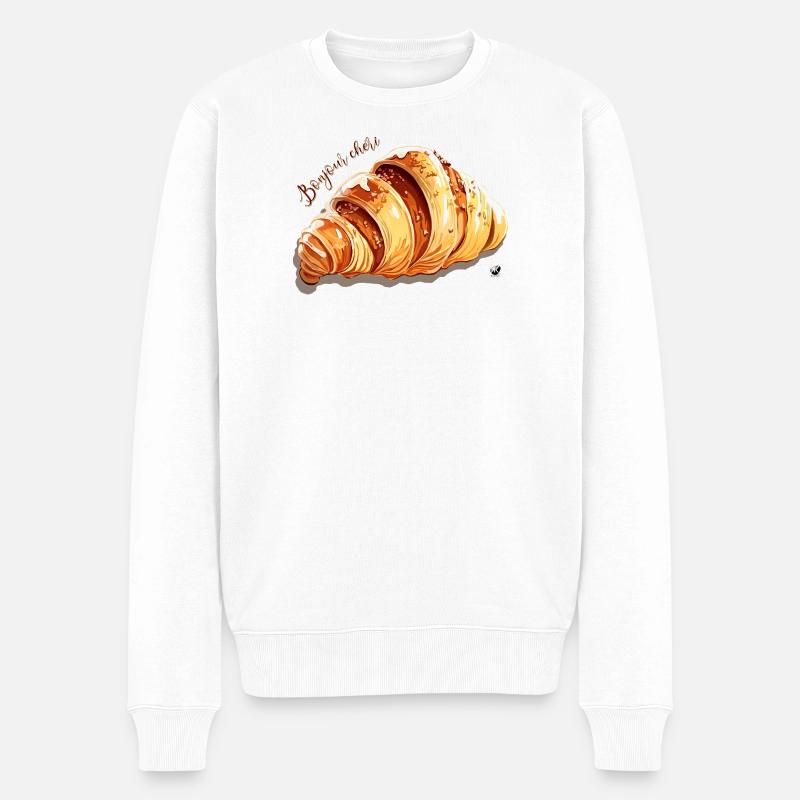 Croissant Abbildung mit Inschrift - Männer Premium Bio Pullover - Weiß
