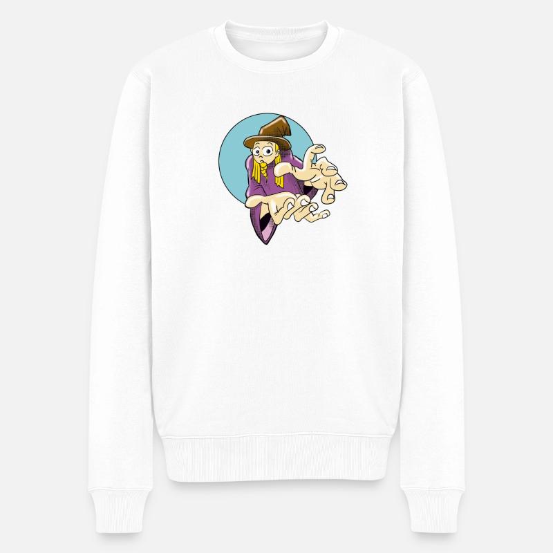 Fordernder Zauberer Illustration - Männer Premium Bio Pullover - Weiß