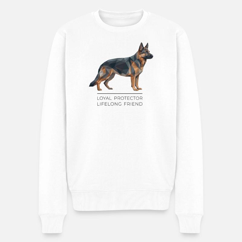 Berger allemand Low-Poly - Loyal, courageux, fidèle - Pull Premium bio Homme - blanc
