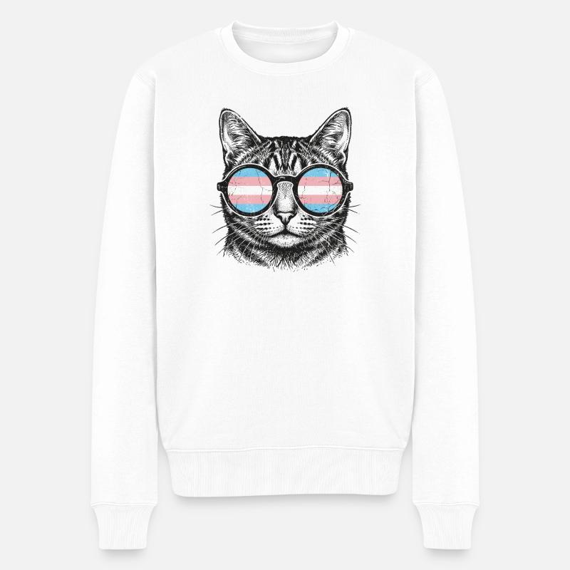 LGBT-Pride-Monat – Trans-Pride-Katze - Männer Premium Bio Pullover - Weiß