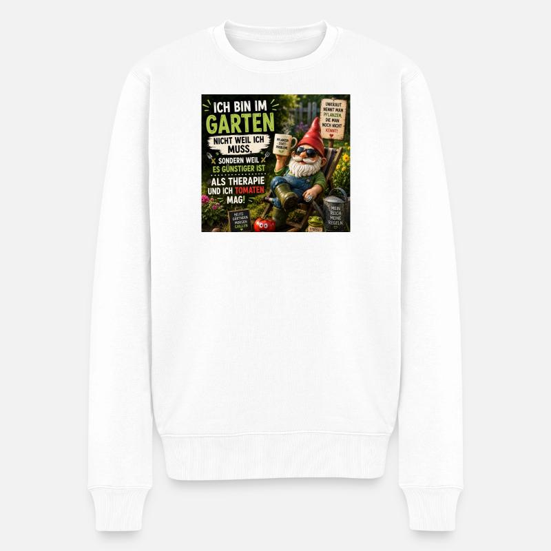 Gartenhumor: Therapie und Tomaten - Männer Premium Bio Pullover - Weiß
