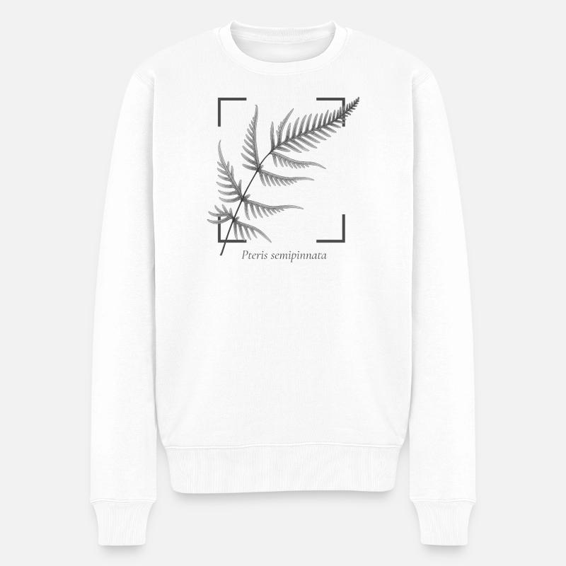 Fern leaf (Pteris semipinnata) - Men's Premium Organic Jumper - white