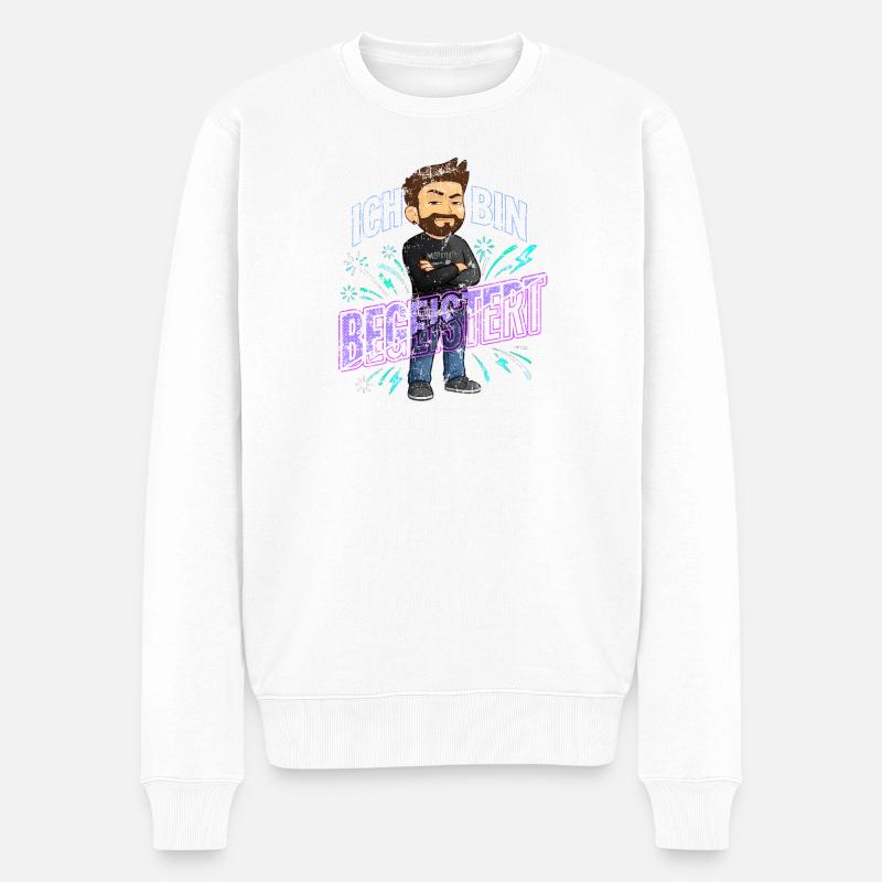 Ich bin begeistert - Männer Premium Bio Pullover - Weiß