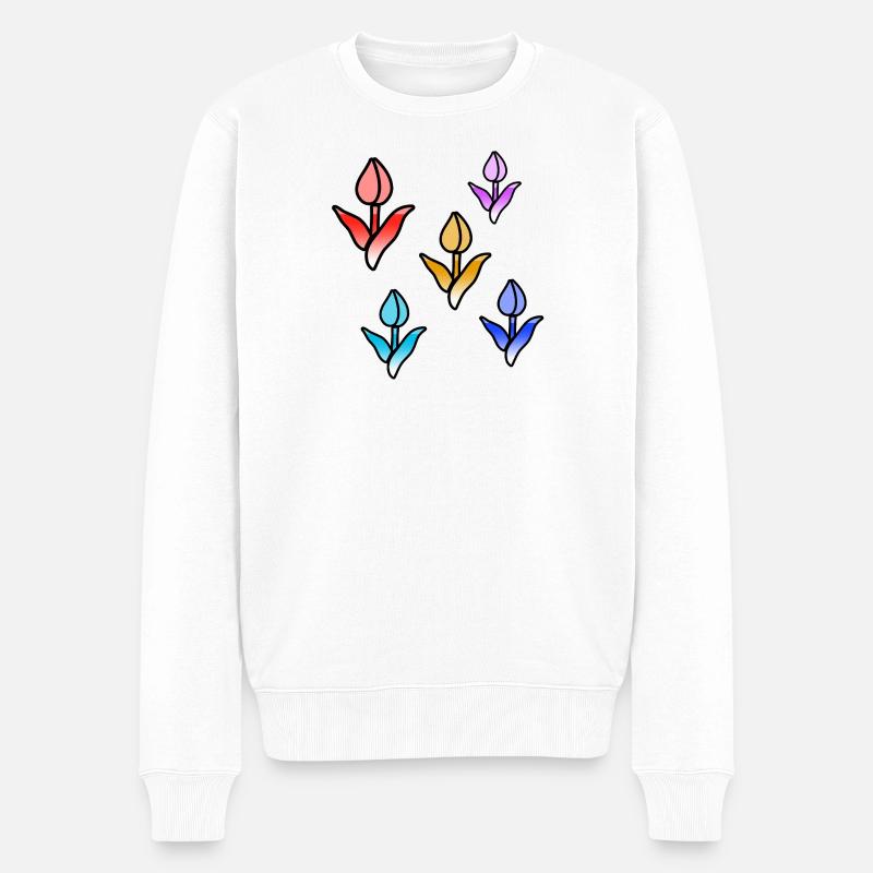 Blumen - Männer Premium Bio Pullover - Weiß