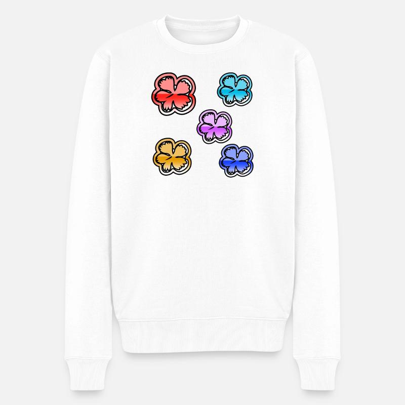 Blumen - Männer Premium Bio Pullover - Weiß