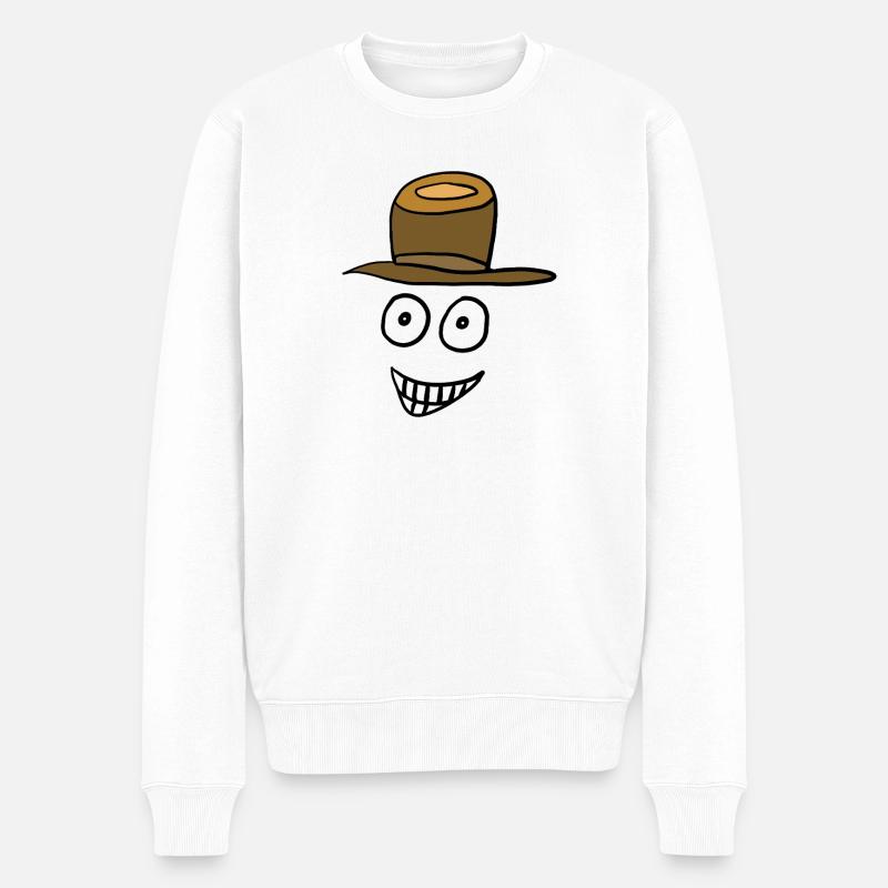 Fröhliches Gesicht Gesichter Emotionen  - Männer Premium Bio Pullover - Weiß