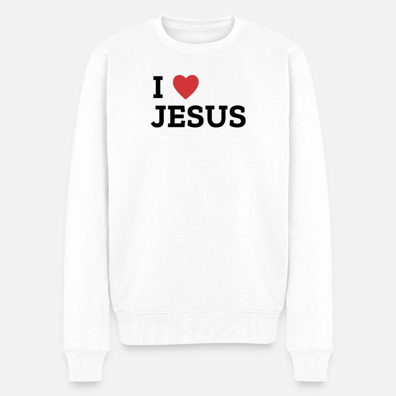 I Heart Jesus Bold Graphic Tee - Männer Premium Bio Pullover - Weiß