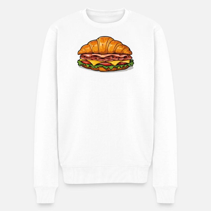 Kroissant Sandwich Motif - Pull Premium bio Homme - blanc