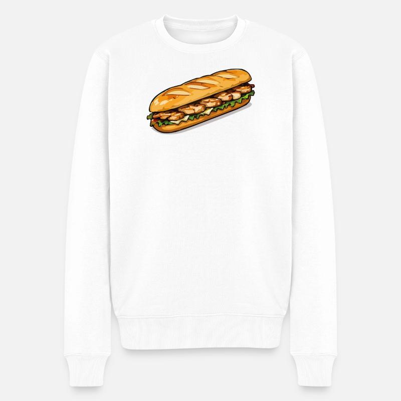 Gegrilltes Hähnchen Sub Kunst - Männer Premium Bio Pullover - Weiß
