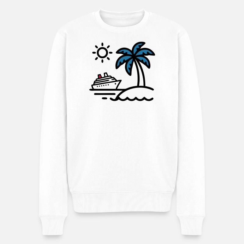 Kreuzfahrt Insel Palmen Urlaub - Männer Premium Bio Pullover - Weiß