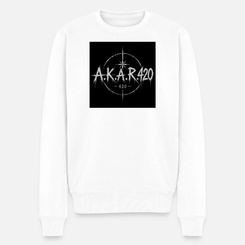 AKAR420 Grunge Emblem - Männer Premium Bio Pullover - Weiß