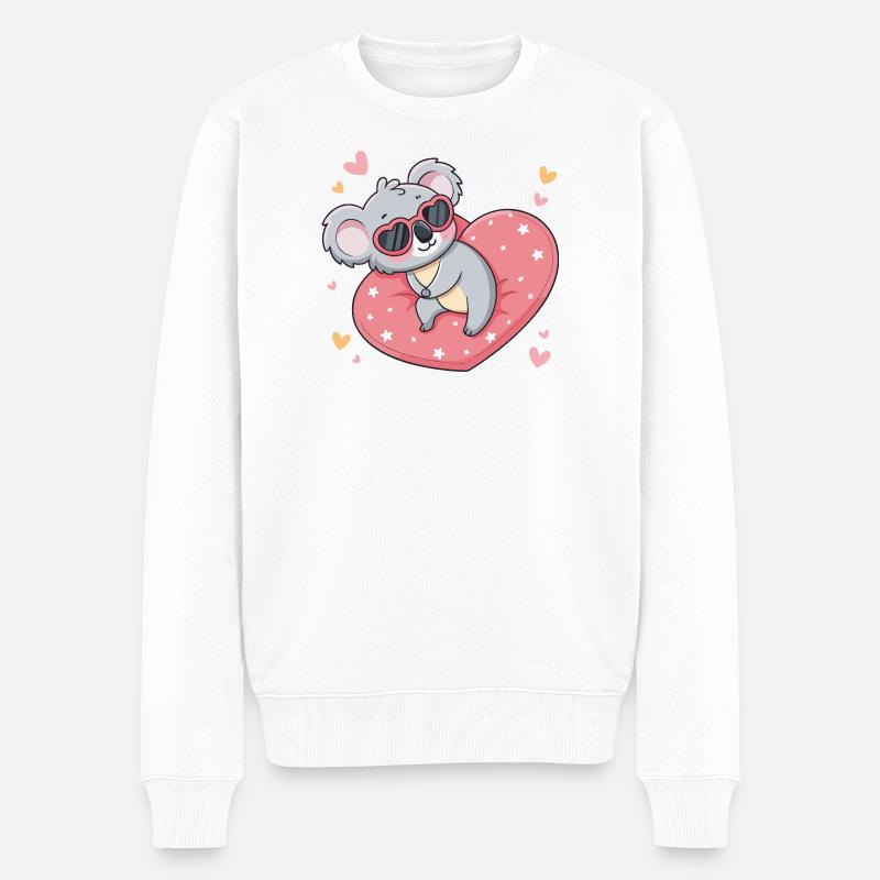 Koala amour sur cœur rose - Pull Premium bio Homme - blanc