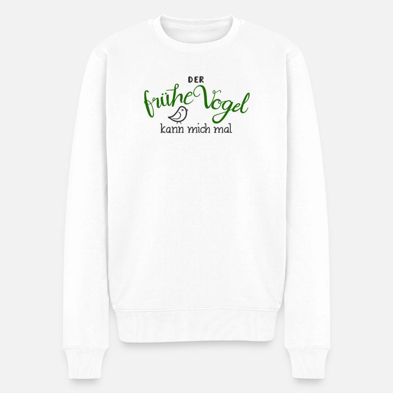 Der frühe Vogel - grün - Männer Premium Bio Pullover - Weiß