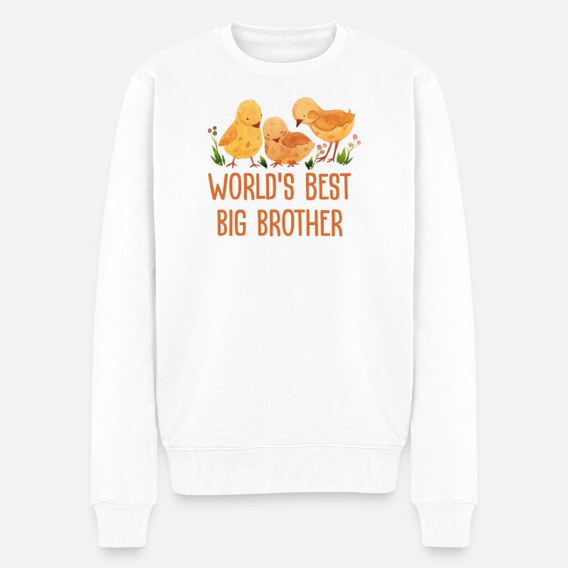 Weltbester Großer Bruder - Männer Premium Bio Pullover - Weiß