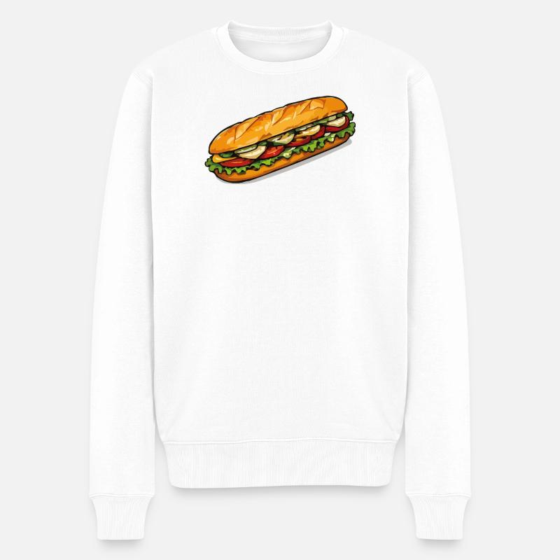 Frischer Sandwich Blickfang - Männer Premium Bio Pullover - Weiß