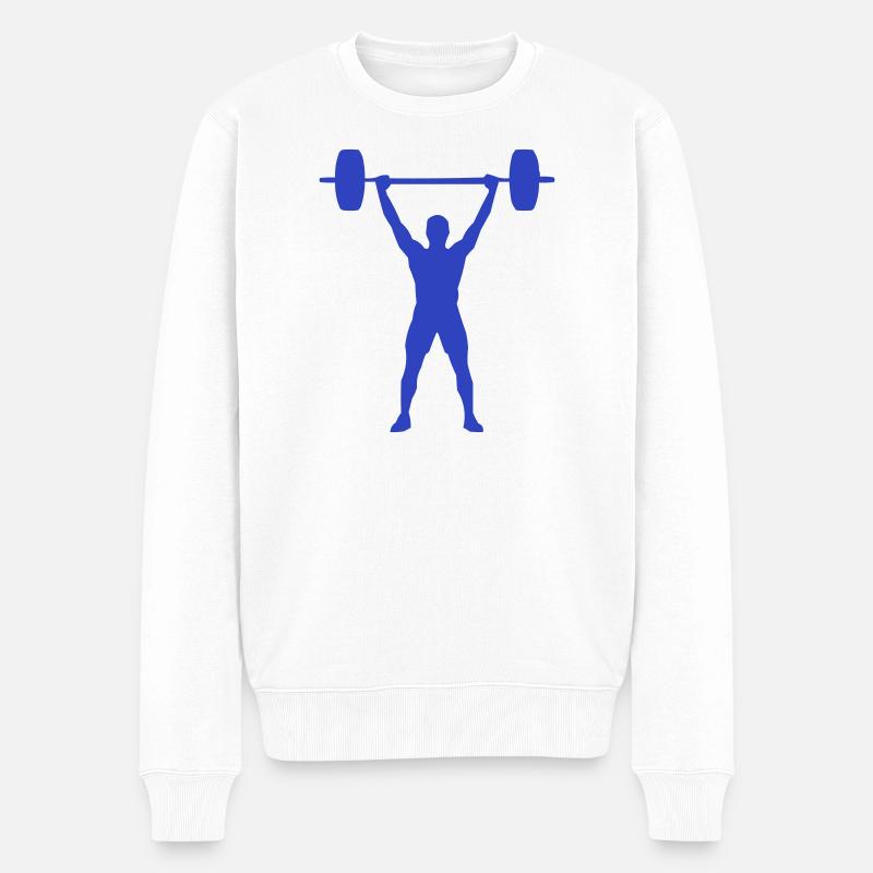 Silhouette Bleu en haltérophilie - Pull Premium bio Homme - blanc