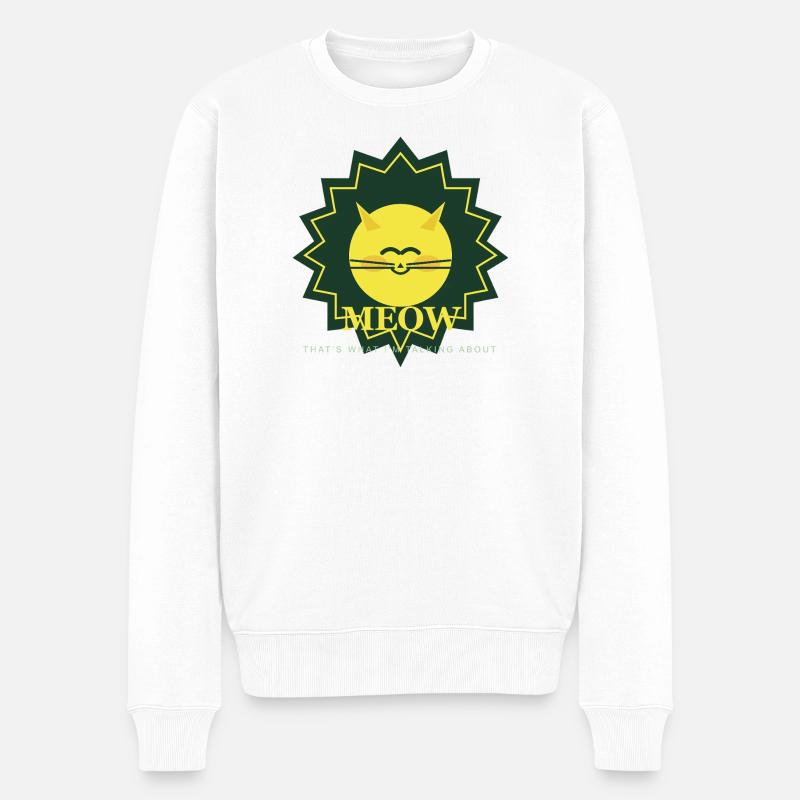 Sunny Meow Sun Maskottchen - Männer Premium Bio Pullover - Weiß