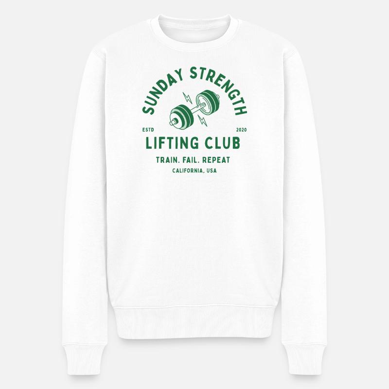 Sunday Stretch Lifting Club - Männer Premium Bio Pullover - Weiß