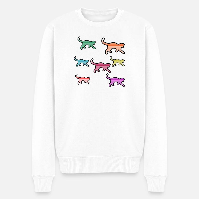 Katzen - Männer Premium Bio Pullover - Weiß