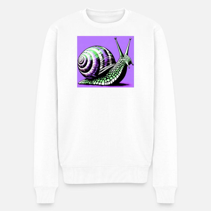 Schnecke - Männer Premium Bio Pullover - Weiß