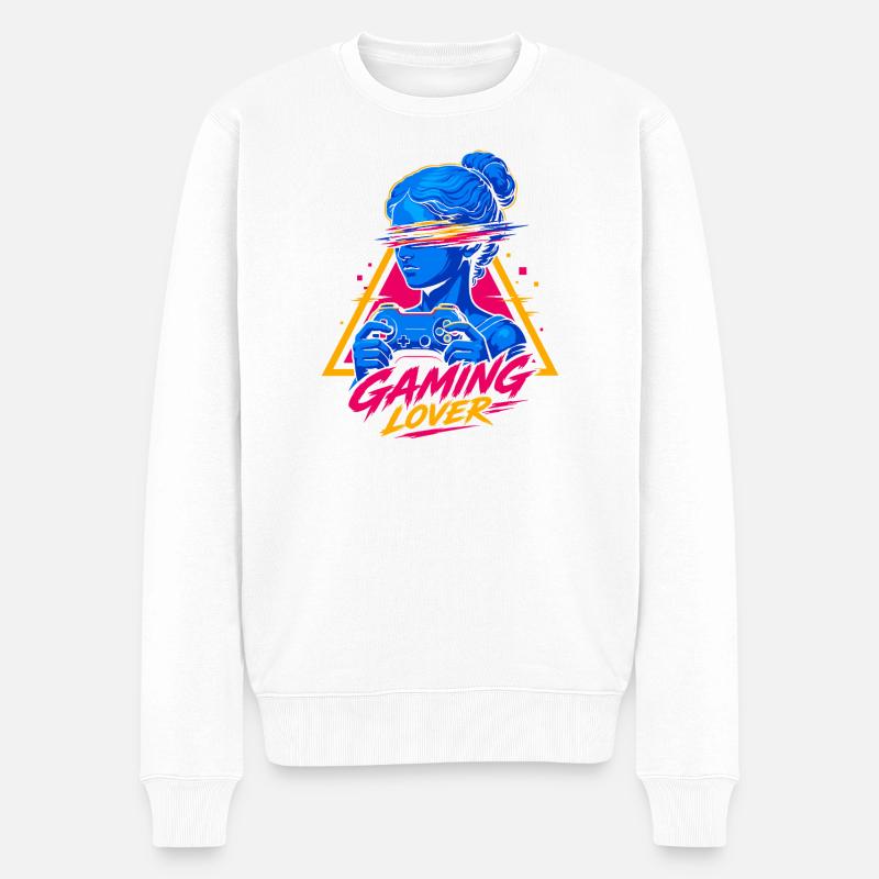 Gaming Lover Girl Retro - Männer Premium Bio Pullover - Weiß