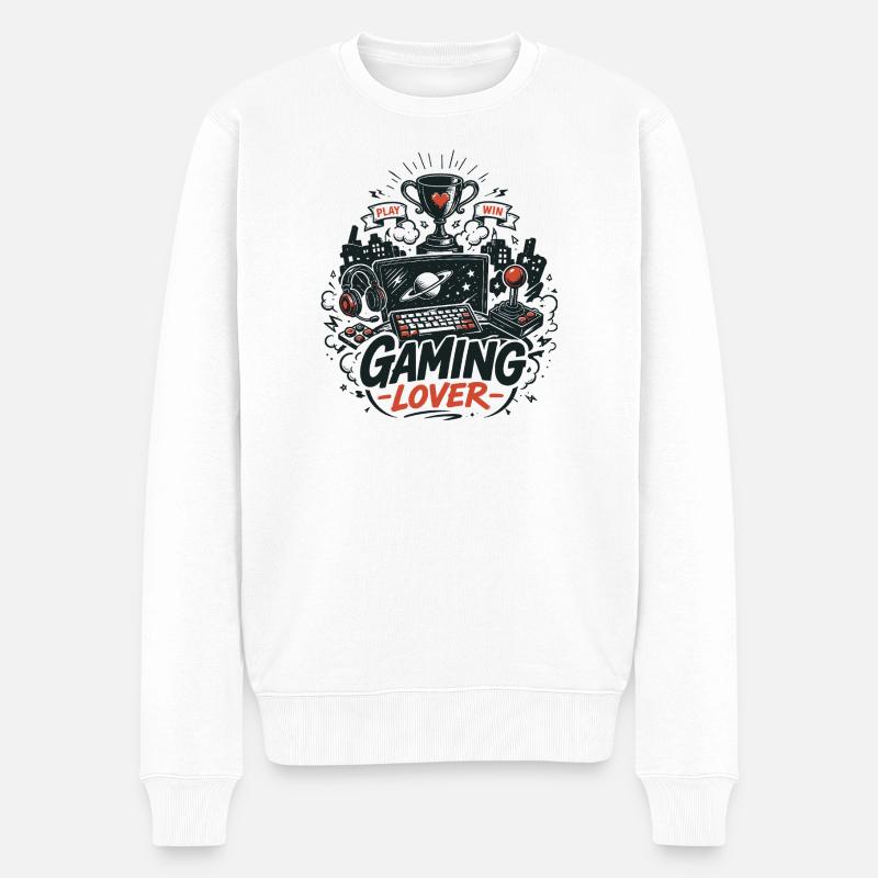 Gaming Lover Retro Controller - Männer Premium Bio Pullover - Weiß