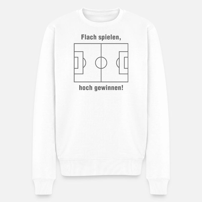 Flach spielen, hoch gewinnen - Männer Premium Bio Pullover - Weiß