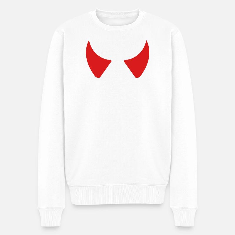 Teufelshörner - Männer Premium Bio Pullover - Weiß