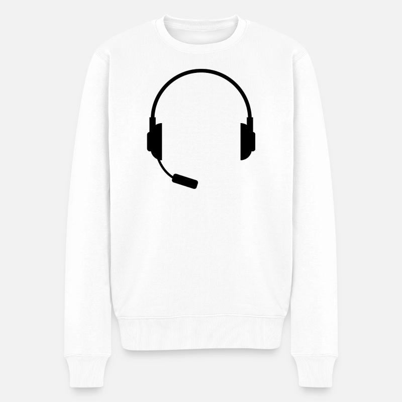 Headset mit Mikrofon - Männer Premium Bio Pullover - Weiß