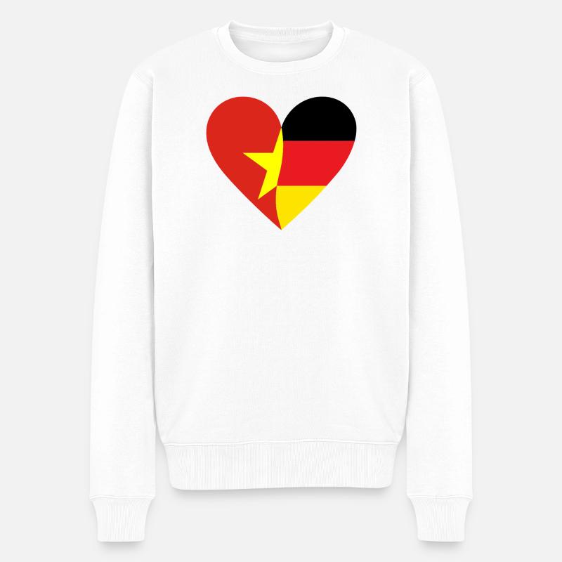 Vietnam Germany Heart - Männer Premium Bio Pullover - Weiß