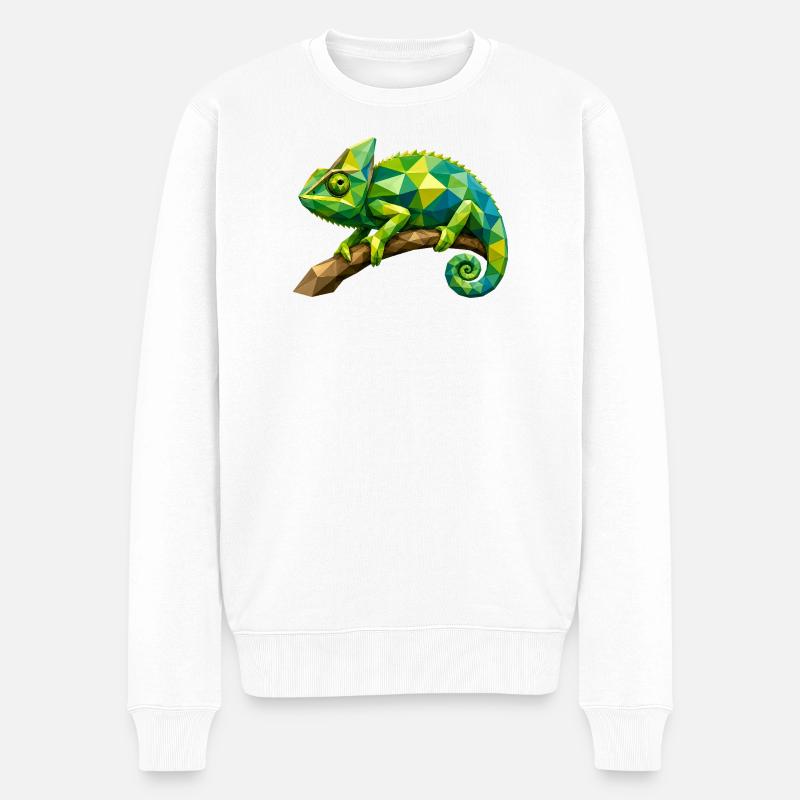 Branche géométrique du caméléon - Pull Premium bio Homme - blanc