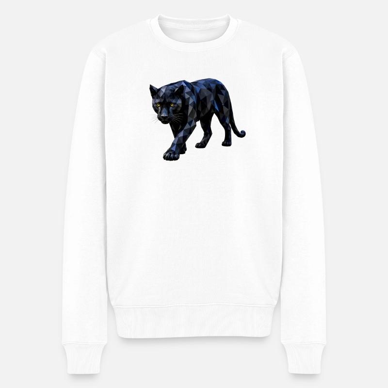 Polygon-Panther - Männer Premium Bio Pullover - Weiß