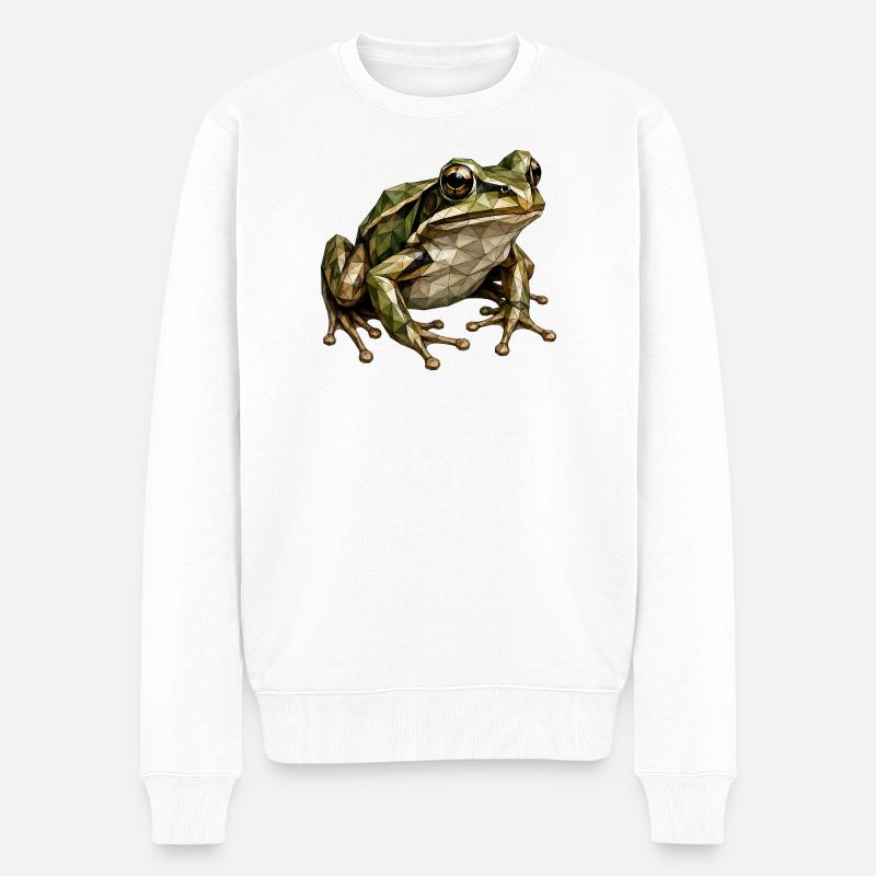Art géométrique de polygones de grenouilles - Pull Premium bio Homme - blanc