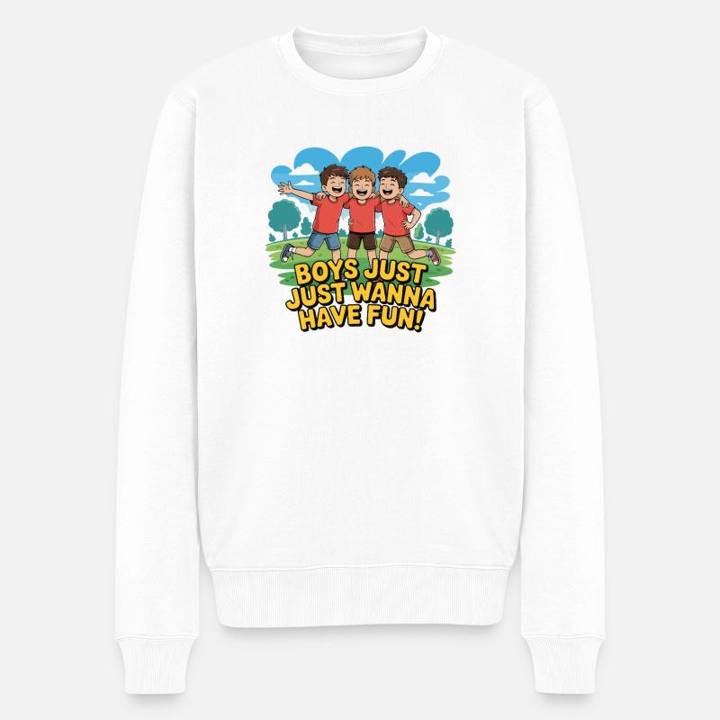 Trois garçons en plein air - Pull Premium bio Homme - blanc