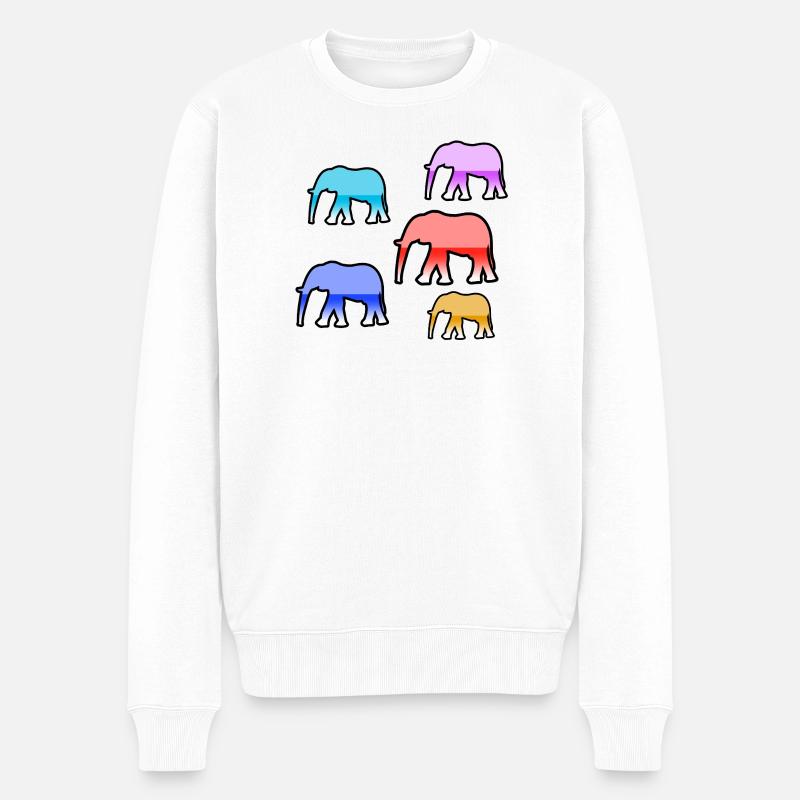 Elefanten - Männer Premium Bio Pullover - Weiß