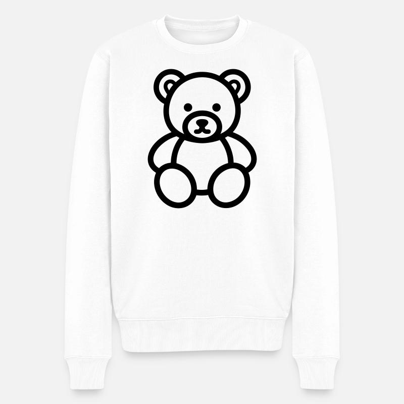 Bärenjunges - Männer Premium Bio Pullover - Weiß
